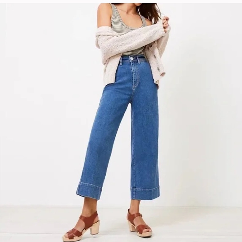 LOFT High Rise Wide Leg Jeans in Authentic Mid Vintage Wash 29/8
